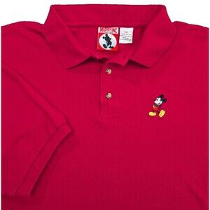 Mickey Inc Polo Shirt VTG Disney Embroidered Mickey Mouse Red Size XXL
